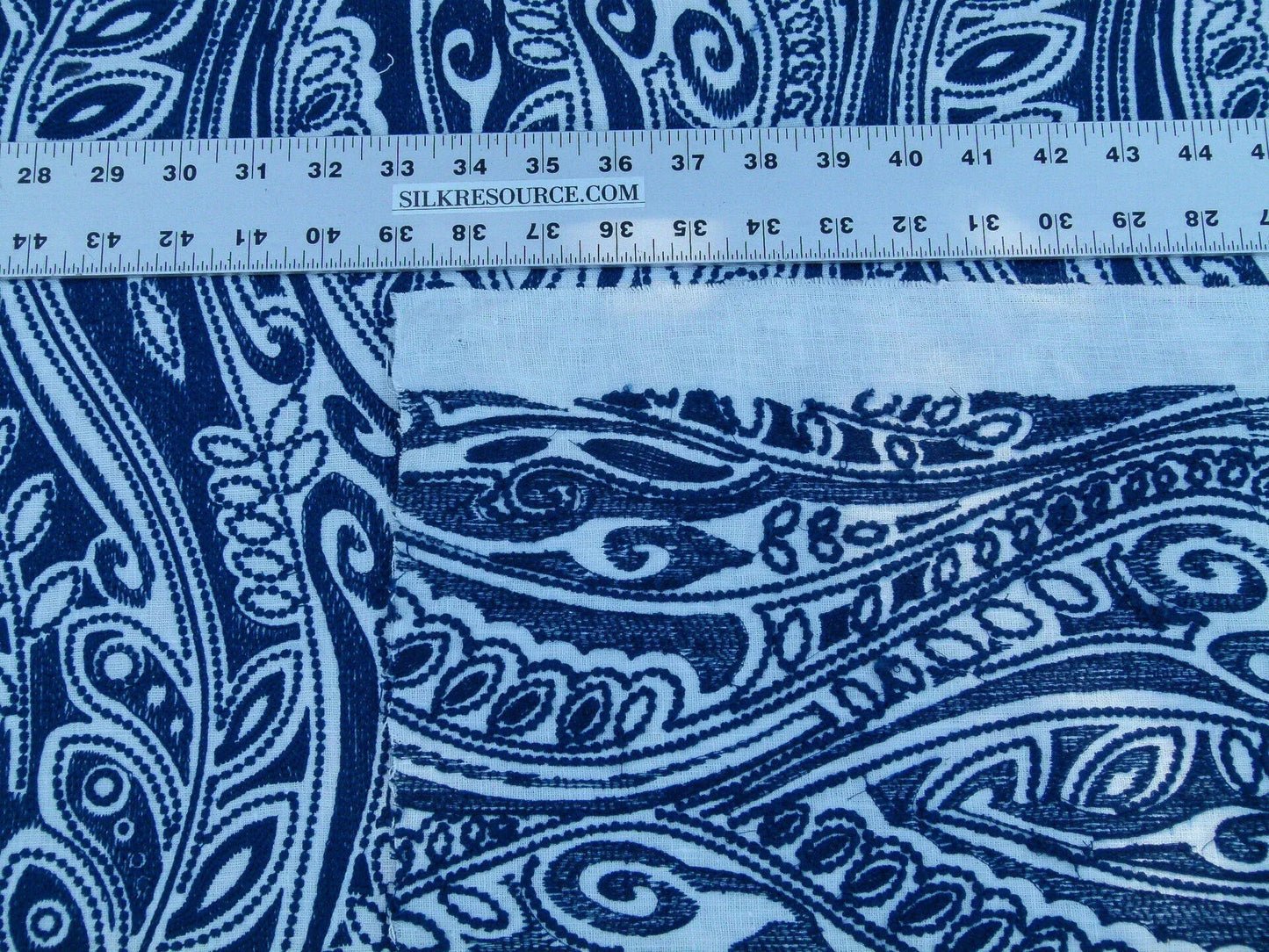 Scalamandre Fanfare Blue Paisley Design Embroidery MSRP USD 382