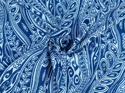 Scalamandre Fanfare Blue Paisley Design Embroidery MSRP USD 382