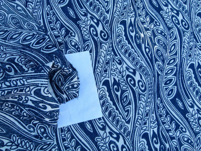 Scalamandre Fanfare Blue Paisley Design Embroidery MSRP USD 382