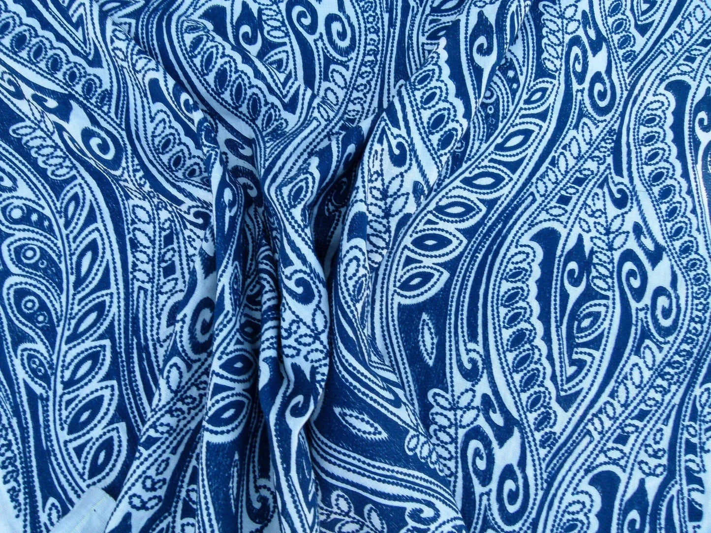 Scalamandre Fanfare Blue Paisley Design Embroidery MSRP USD 382