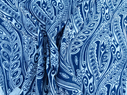 Scalamandre Fanfare Blue Paisley Design Embroidery MSRP USD 382