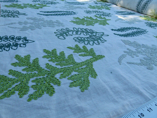 Scalamandre Harbor Green Seaweeds Ocean Plants Coral Reef Embroidery Linen MSRP USD 288