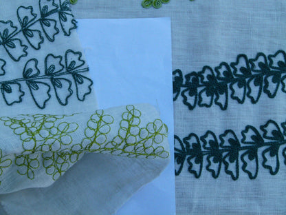 Scalamandre Harbor Green Seaweeds Ocean Plants Coral Reef Embroidery Linen MSRP USD 288