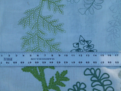 Scalamandre Harbor Green Seaweeds Ocean Plants Coral Reef Embroidery Linen MSRP USD 288