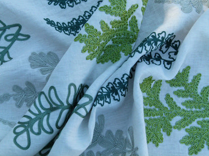 Scalamandre Harbor Green Seaweeds Ocean Plants Coral Reef Embroidery Linen MSRP USD 288