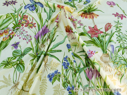 Scalamandre Le Jardin Du Bonheur Yellow Realistic Botanical Drawing And Painting. MSRP USD 612/y