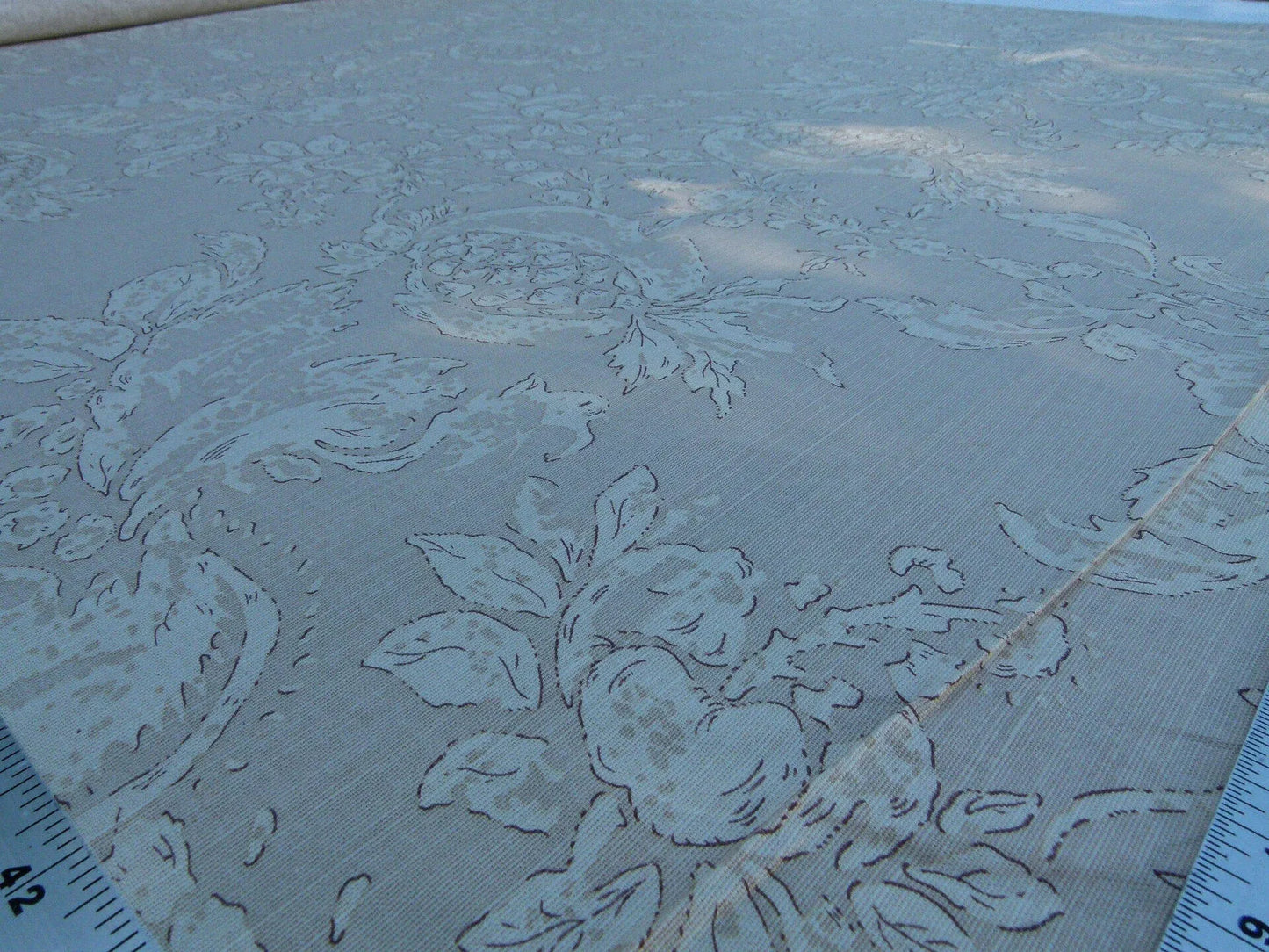 Scalamandre Padua Beige/ecru  Classic Pomegranates Hand Printed Linen in U.S. MSRP USD 174/y