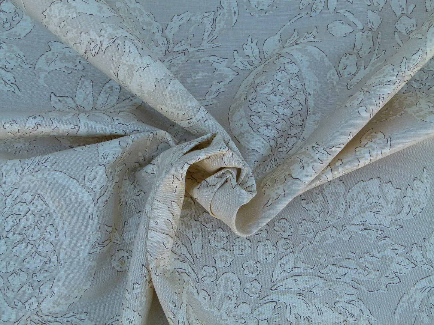 Scalamandre Padua Beige/ecru  Classic Pomegranates Hand Printed Linen in U.S. MSRP USD 174/y