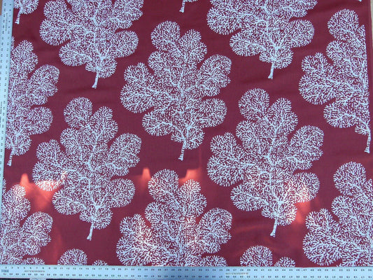 Scalamandre Bay Coral Red White  Coral Reef Ocean On Solid-colored Ground Print 100% Linen MSRP USD 214