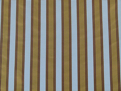 Scalamandre Shirred Stripe Antique Gold, Brick &amp; Cream Silk Tafetta Stripe Fabric Yellow White Brown  MSRP USD 363/y