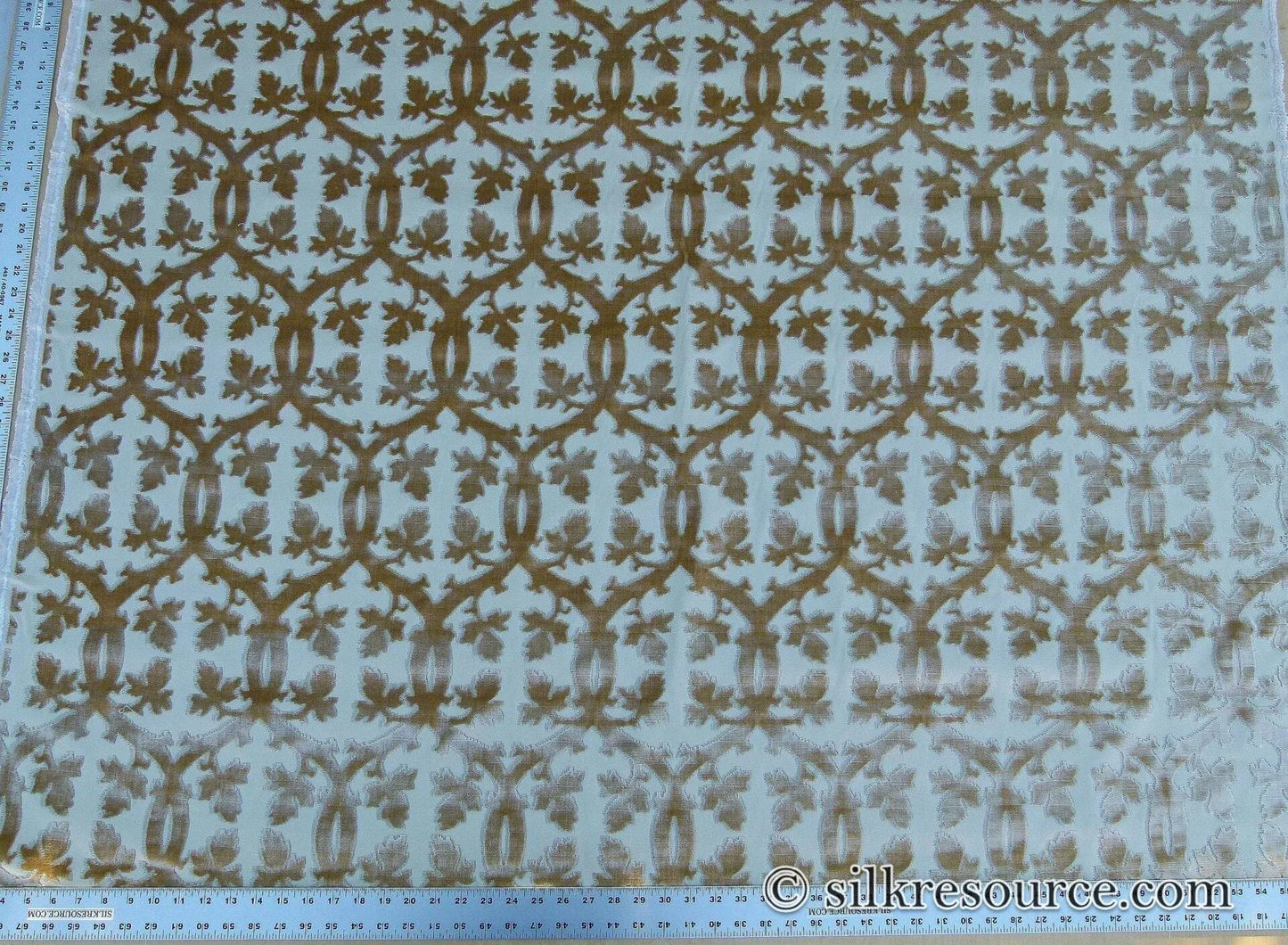Scalamandre Falk Manor House Beige On Ivory Timeless Silk Cut Velvet Botanical Pattern MSRP USD 498/y
