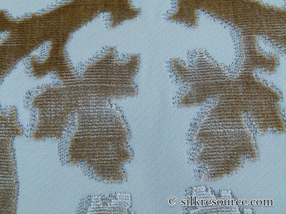 Scalamandre Falk Manor House Beige On Ivory Timeless Silk Cut Velvet Botanical Pattern MSRP USD 498/y