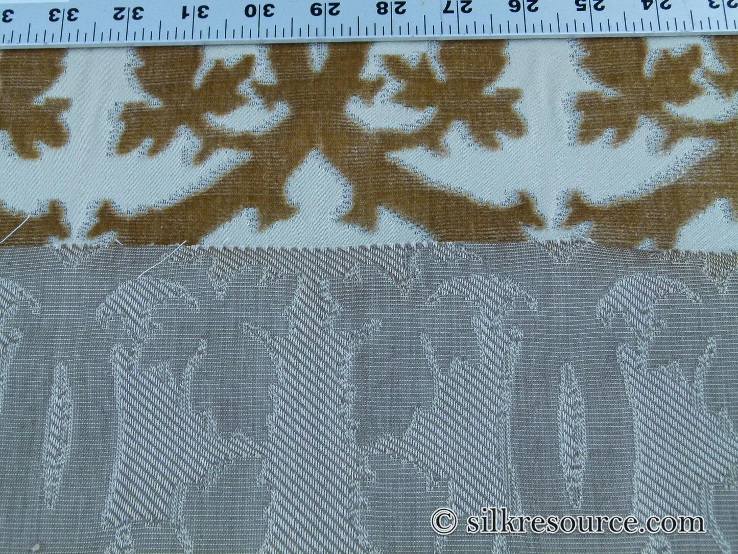 Scalamandre Falk Manor House Beige On Ivory Timeless Silk Cut Velvet Botanical Pattern MSRP USD 498/y