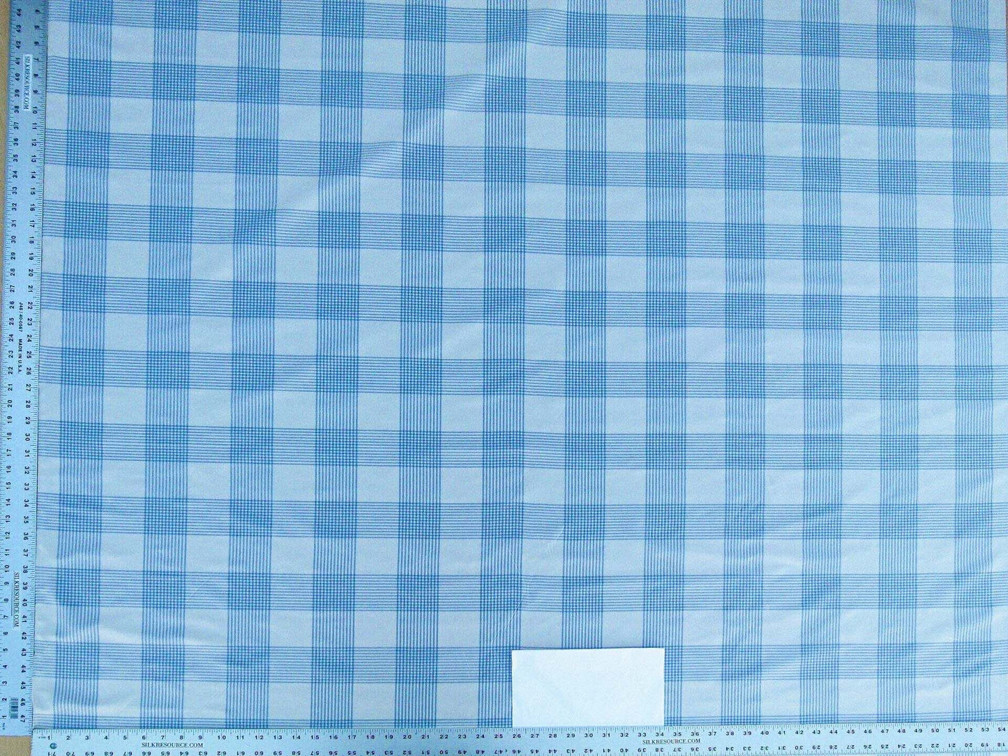 Scalamandre Haddon Taffeta Plaid Periwinkle Plaid 100% Silk Fabric Stripe Blue White MSRP USD 288/y