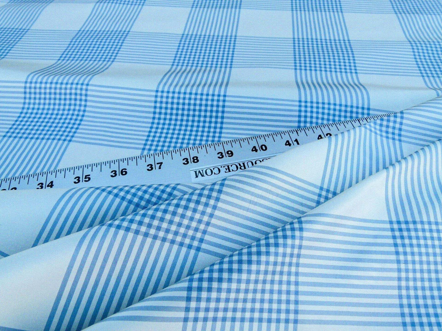 Scalamandre Haddon Taffeta Plaid Periwinkle Plaid 100% Silk Fabric Stripe Blue White MSRP USD 288/y