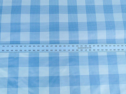 Scalamandre Haddon Taffeta Plaid Periwinkle Plaid 100% Silk Fabric Stripe Blue White MSRP USD 288/y