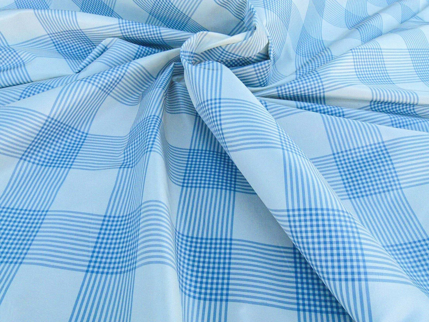 Scalamandre Haddon Taffeta Plaid Periwinkle Plaid 100% Silk Fabric Stripe Blue White MSRP USD 288/y