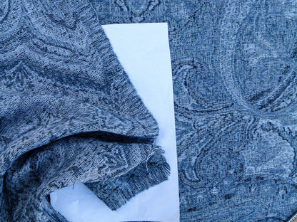 Scalamandre Inverness Paisley Chambray Jacquard  Soft Wool Paisley Cotton Blue White MSRP USD 210
