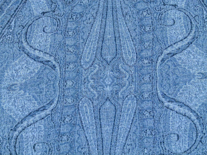 Scalamandre Inverness Paisley Chambray Jacquard  Soft Wool Paisley Cotton Blue White MSRP USD 210