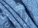 Scalamandre Inverness Paisley Chambray Jacquard  Soft Wool Paisley Cotton Blue White MSRP USD 210