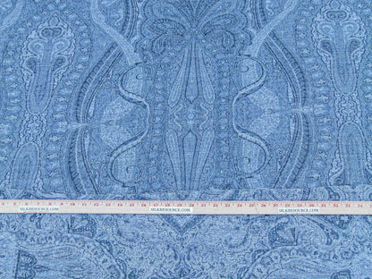 Scalamandre Inverness Paisley Chambray Jacquard  Soft Wool Paisley Cotton Blue White MSRP USD 210