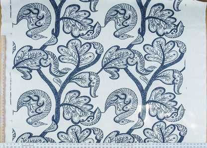 Scalamandre Russell Linen Petrol Blue Albert Hadley Linen Print Jacobean Tan Blue White MSRP USD 188