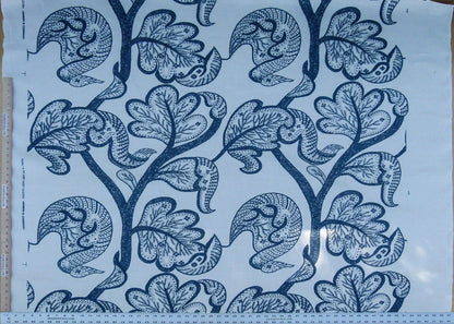 Scalamandre Russell Linen Petrol Blue Albert Hadley Linen Print Jacobean Tan Blue White MSRP USD 188