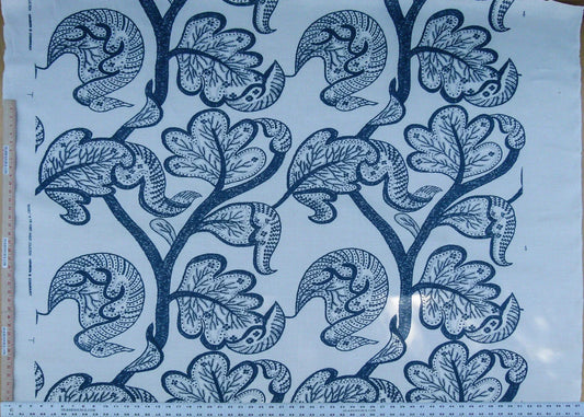 Scalamandre Russell Linen Petrol Blue Albert Hadley Linen Print Jacobean Tan Blue White MSRP USD 188