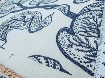 Scalamandre Russell Linen Petrol Blue Albert Hadley Linen Print Jacobean Tan Blue White MSRP USD 188