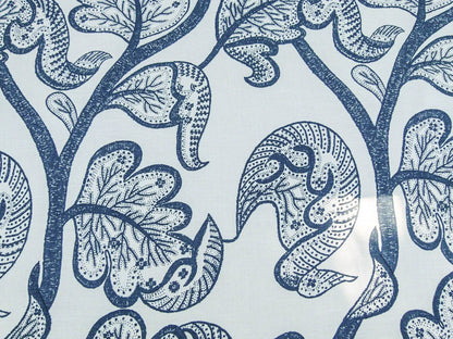 Scalamandre Russell Linen Petrol Blue Albert Hadley Linen Print Jacobean Tan Blue White MSRP USD 188