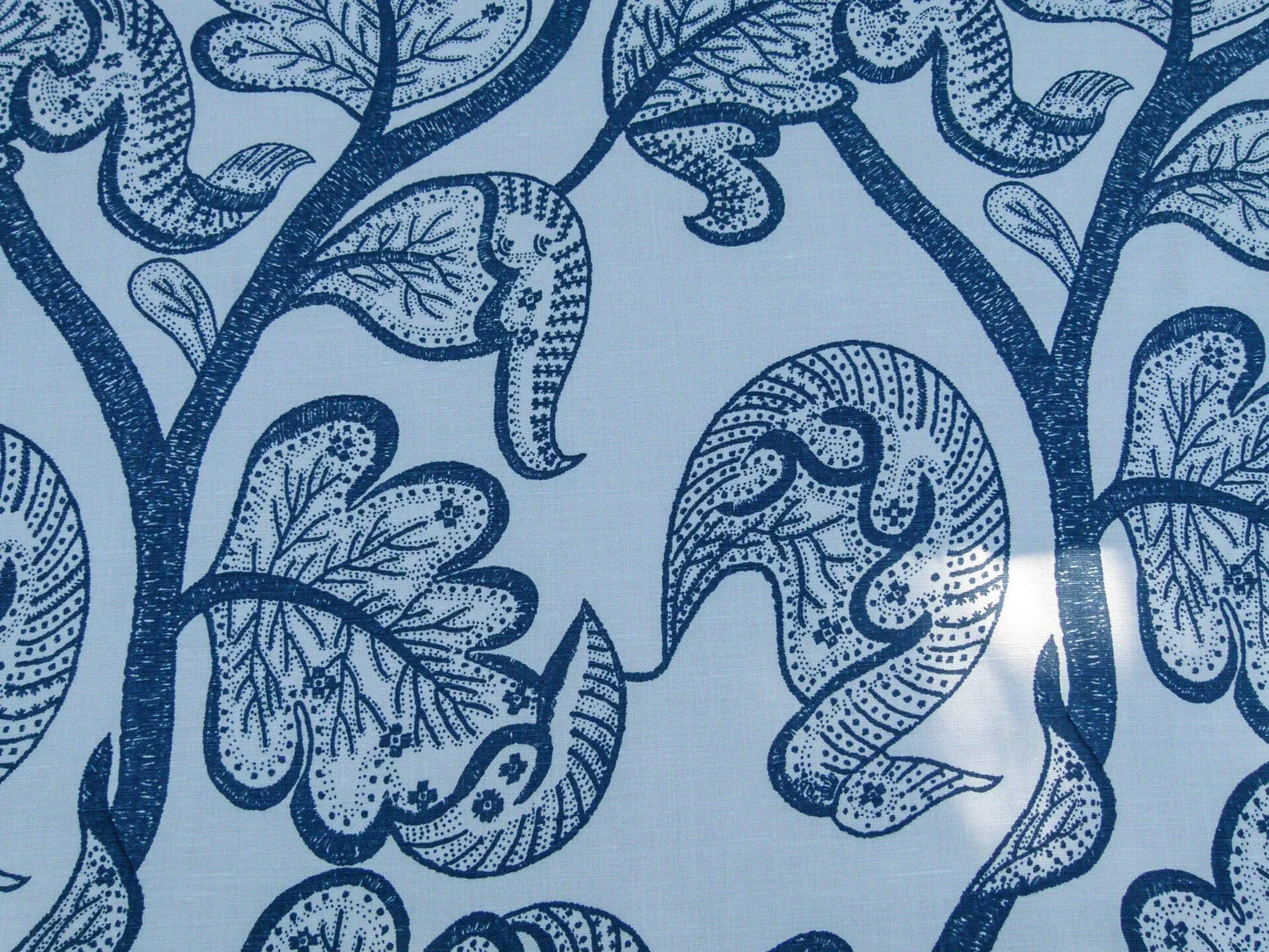 Scalamandre Russell Linen Petrol Blue Albert Hadley Linen Print Jacobean Tan Blue White MSRP USD 188