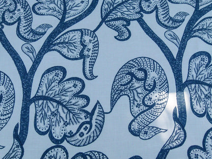 Scalamandre Russell Linen Petrol Blue Albert Hadley Linen Print Jacobean Tan Blue White MSRP USD 188