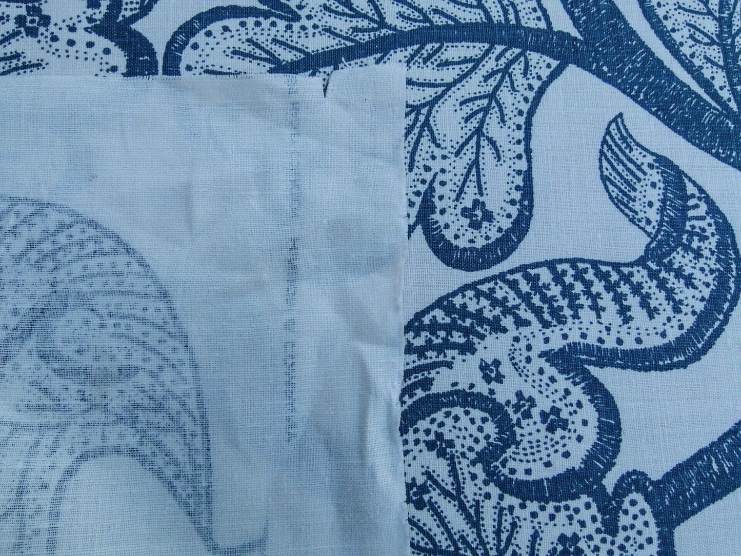 Scalamandre Russell Linen Petrol Blue Albert Hadley Linen Print Jacobean Tan Blue White MSRP USD 188