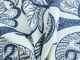 Scalamandre Russell Linen Petrol Blue Albert Hadley Linen Print Jacobean Tan Blue White MSRP USD 188