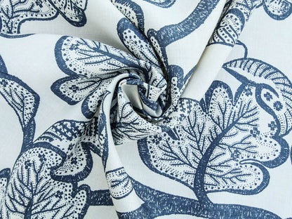 Scalamandre Russell Linen Petrol Blue Albert Hadley Linen Print Jacobean Tan Blue White MSRP USD 188