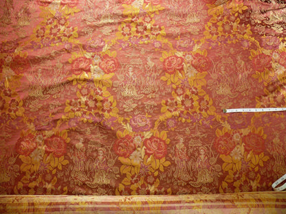 100%silk Lampas Madame Butterfly "kimono" Red Golden Crimson