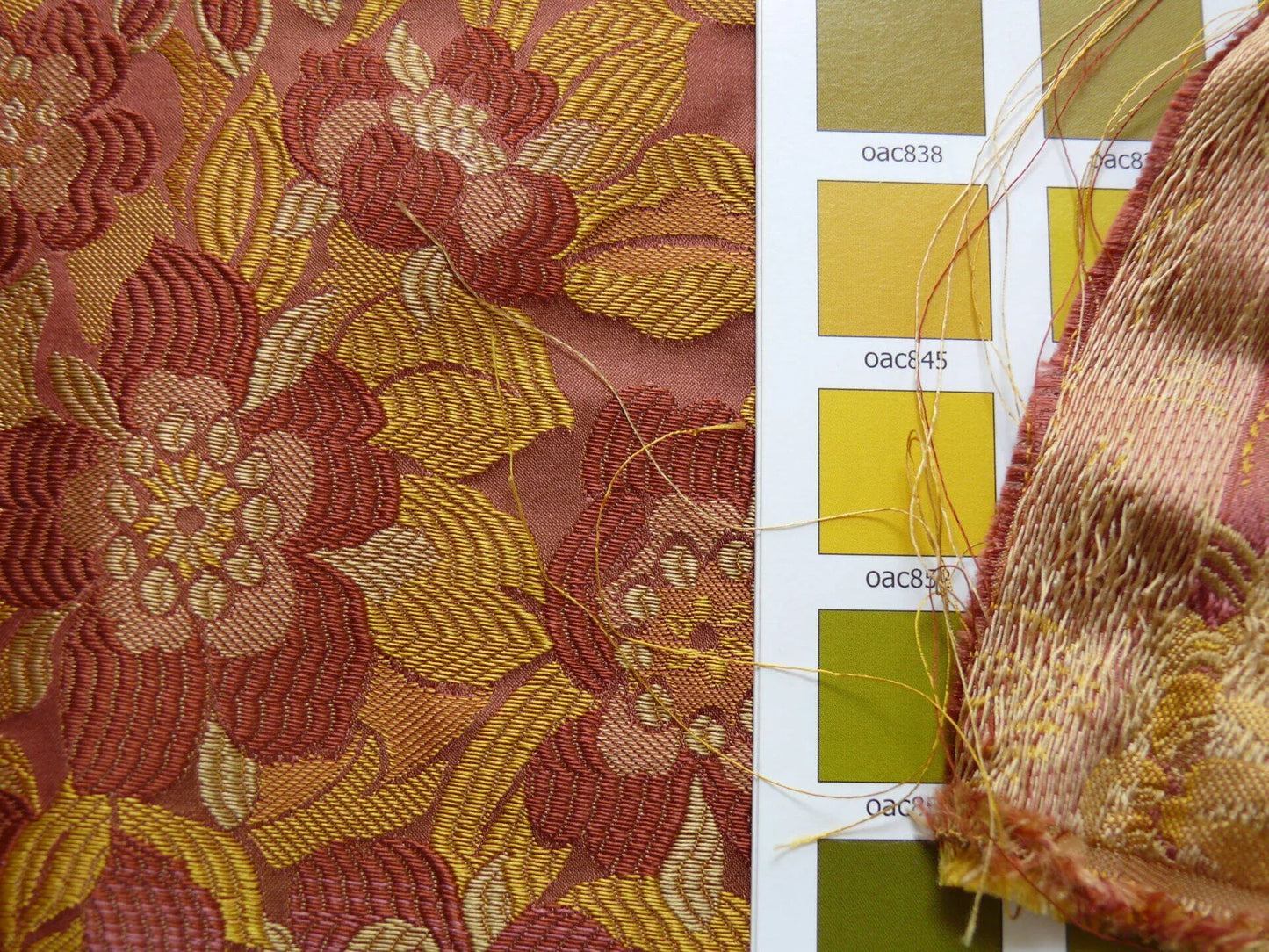 100%silk Lampas Madame Butterfly "kimono" Red Golden Crimson