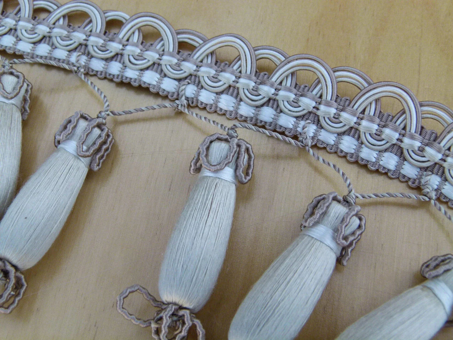 Scalamandre Hampton Court Mold Fringe Cream, Taupe, Natural Light Duty Beige MSRP USD 410