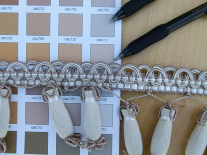 Scalamandre Hampton Court Mold Fringe Cream, Taupe, Natural Light Duty Beige MSRP USD 410