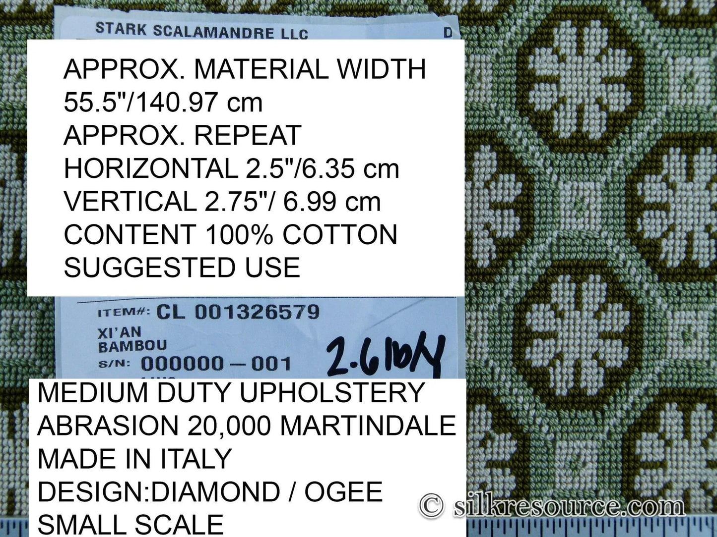 Scalamandre Xi'an Bambou Jacquards / Wovens By Colony Green White MSRP USD 498/y