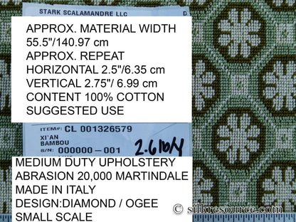 Scalamandre Xi'an Bambou Jacquards / Wovens By Colony Green White MSRP USD 498/y