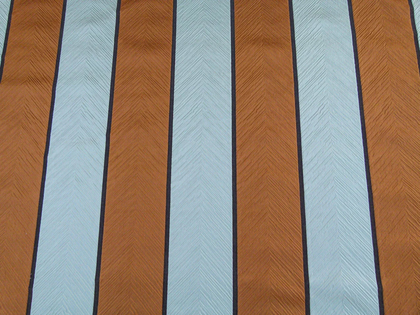 Scalamandre Raja Copper Titanium &amp; Chocolate Spectacular Orange White Stripes In Silk Blend Silky Hot Textured And Bold White Brown MSRP USD 250/y