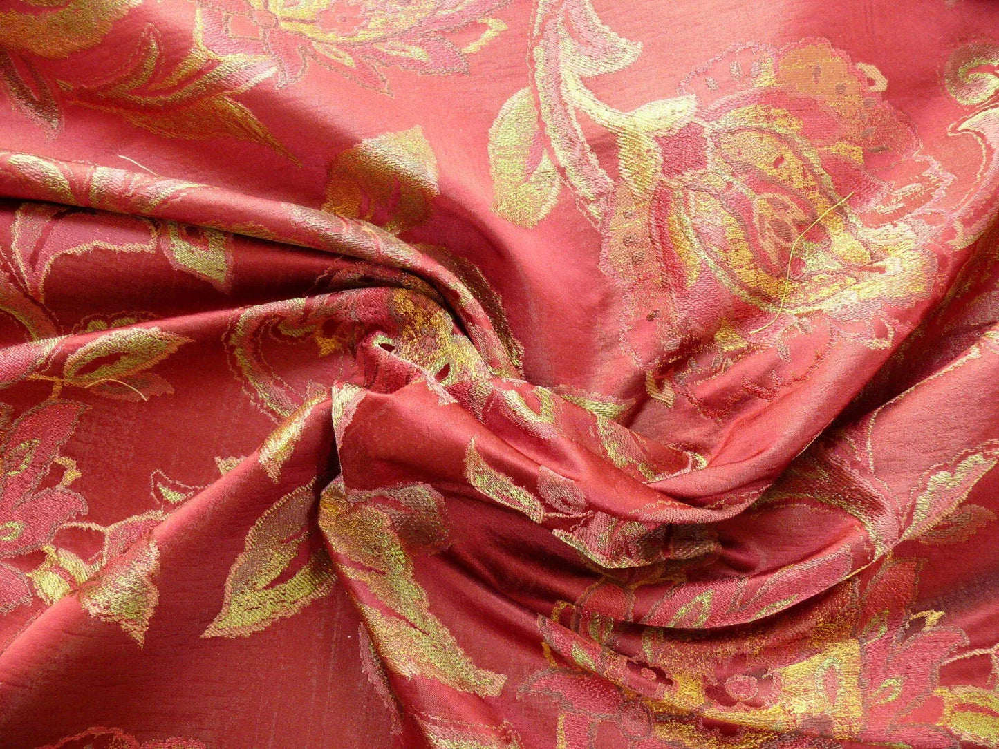 Rm Coco 100% Silk Lampas Gilded Paisley "Crimson" Red MSRP USD 267/y