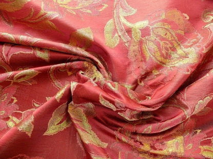 Rm Coco 100% Silk Lampas Gilded Paisley "Crimson" Red MSRP USD 267/y