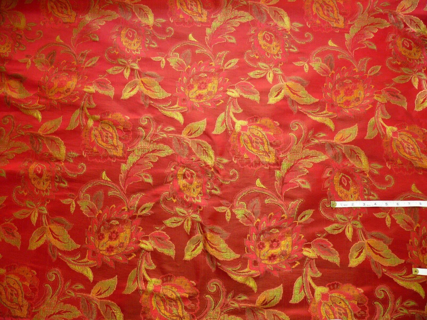 Rm Coco 100% Silk Lampas Gilded Paisley "Crimson" Red MSRP USD 267/y