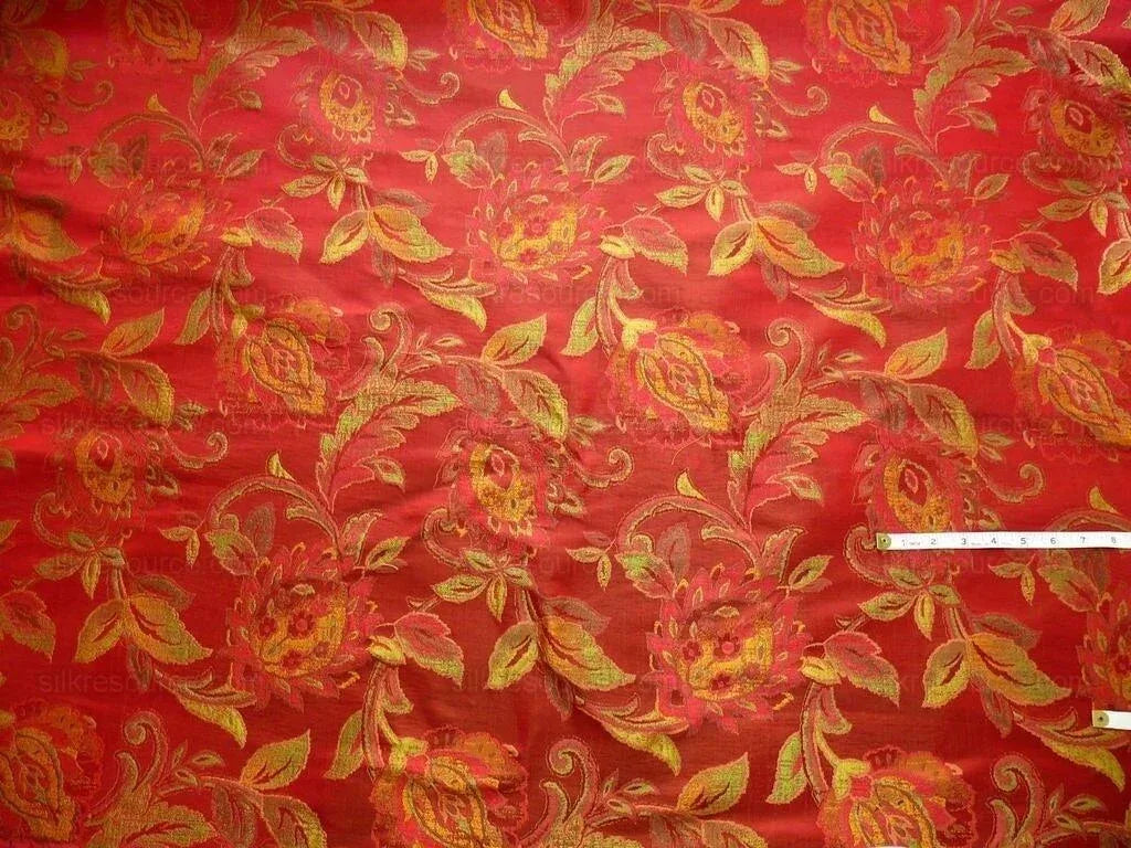 Rm Coco 100% Silk Lampas Gilded Paisley "Crimson" Red MSRP USD 267/y