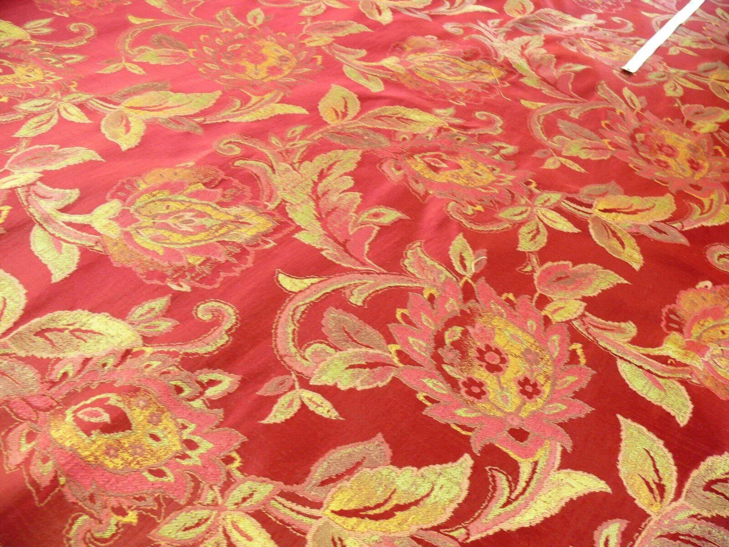 Rm Coco 100% Silk Lampas Gilded Paisley "Crimson" Red MSRP USD 267/y