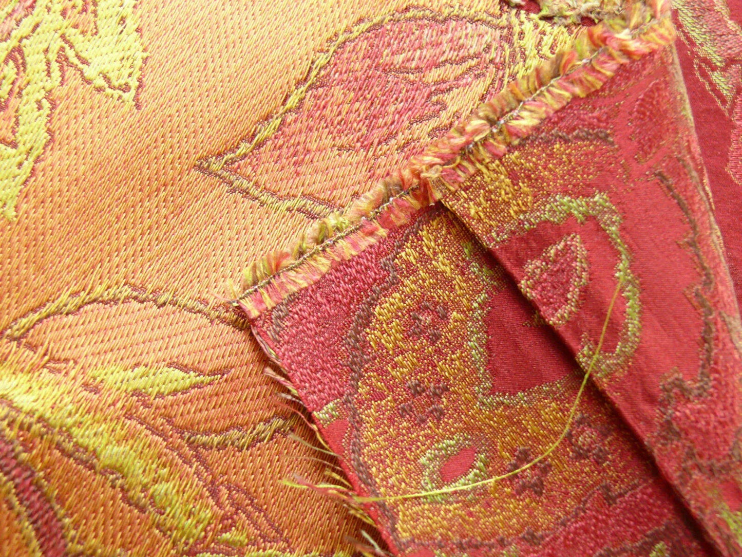 Rm Coco 100% Silk Lampas Gilded Paisley "Crimson" Red MSRP USD 267/y