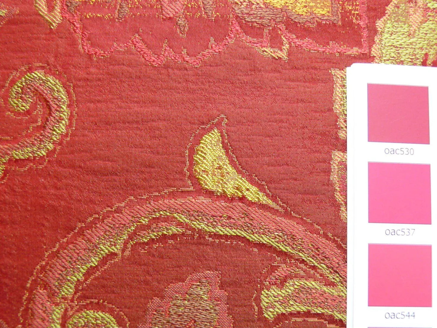 Rm Coco 100% Silk Lampas Gilded Paisley "Crimson" Red MSRP USD 267/y