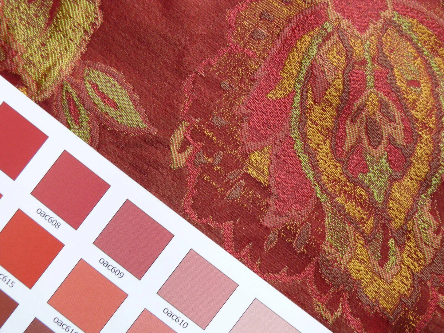 Rm Coco 100% Silk Lampas Gilded Paisley "Crimson" Red MSRP USD 267/y